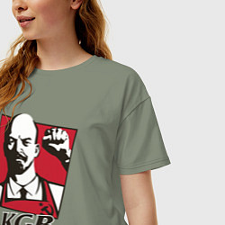 Футболка оверсайз женская KGB Lenin, цвет: авокадо — фото 2