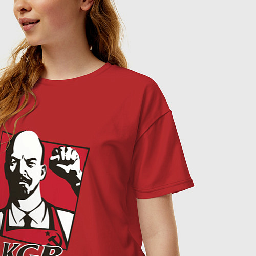 Женская футболка оверсайз KGB Lenin / Красный – фото 3