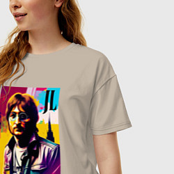 Футболка оверсайз женская John Lennon - world legend, цвет: миндальный — фото 2