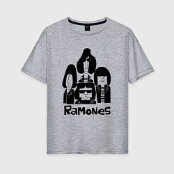 Футболка оверсайз женская Ramones панк рок группа, цвет: меланж