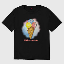Футболка оверсайз женская Сладкая вкусняшка, цвет: черный