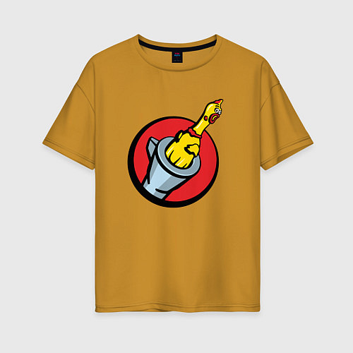 Женская футболка оверсайз Chicken gun логотип / Горчичный – фото 1