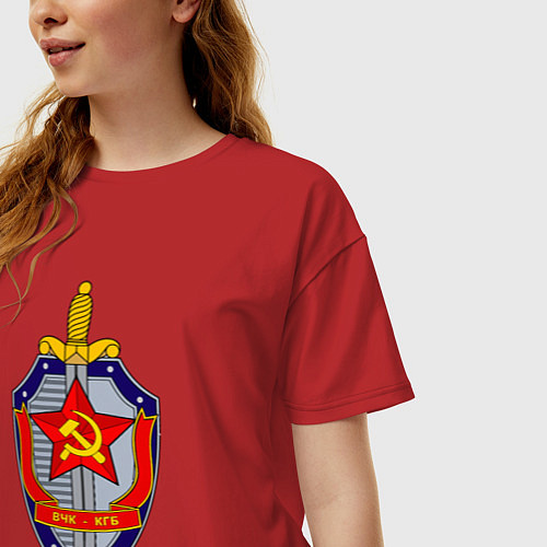 Женская футболка оверсайз ВЧК КГБ / Красный – фото 3