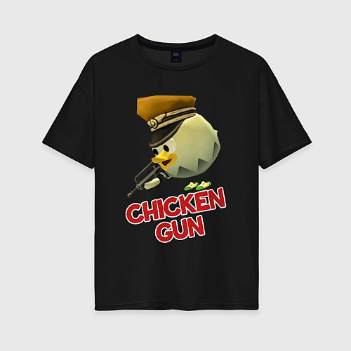 Женская футболка оверсайз Chicken Gun logo / Черный – фото 1