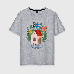 Футболка оверсайз женская Home, Sweet Home, цвет: меланж