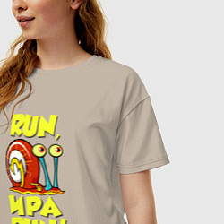 Футболка оверсайз женская Run Ира run, цвет: миндальный — фото 2