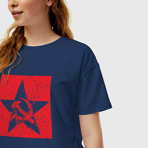 Женская футболка оверсайз Star USSR / Тёмно-синий – фото 3