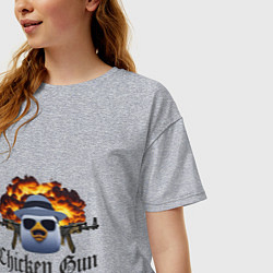 Футболка оверсайз женская Chicken gun game, цвет: меланж — фото 2