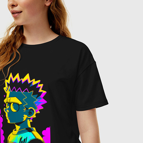 Женская футболка оверсайз Bart Simpson - pop art / Черный – фото 3