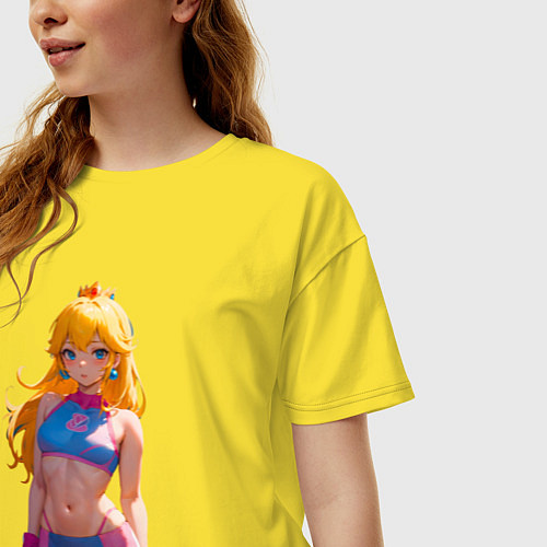 Женская футболка оверсайз Принцесса Пич настоящая фитоняшка - Марио / Желтый – фото 3