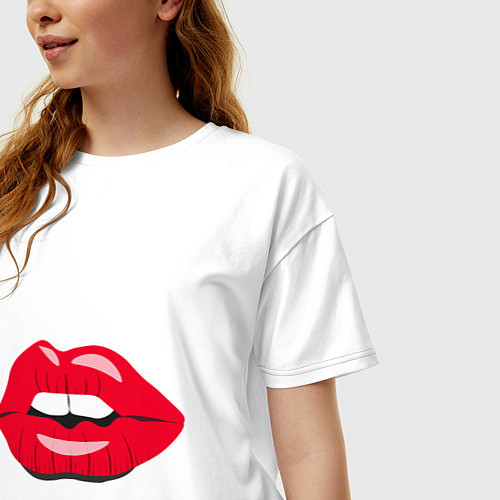 Женская футболка оверсайз Страстный поцелуй / Белый – фото 3