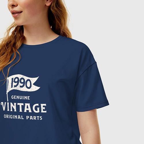 Женская футболка оверсайз 1990 подлинный винтаж - оригинальные детали / Тёмно-синий – фото 3
