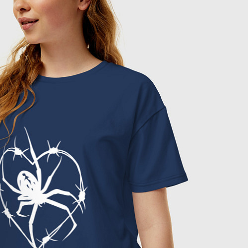 Женская футболка оверсайз Spider love / Тёмно-синий – фото 3