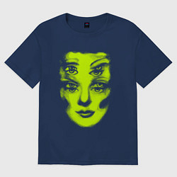 Футболка оверсайз женская Double lime face, цвет: тёмно-синий