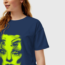 Футболка оверсайз женская Double lime face, цвет: тёмно-синий — фото 2