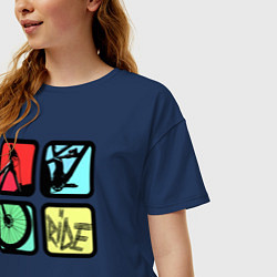 Футболка оверсайз женская Кататься, цвет: тёмно-синий — фото 2