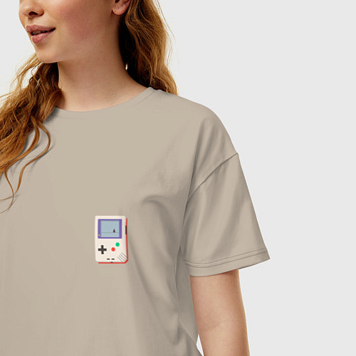 Женская футболка оверсайз Игровая консоль Геймбой - мини / Миндальный – фото 3
