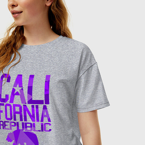 Женская футболка оверсайз Штат Калифорния / Меланж – фото 3