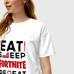 Футболка оверсайз женская Надпись: eat sleep Fortnite repeat, цвет: белый — фото 2