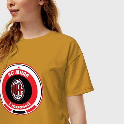 Женская футболка оверсайз AC Milan 1899 / Горчичный – фото 3