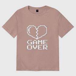 Футболка оверсайз женская Пиксельное сердечко Game over, цвет: пыльно-розовый