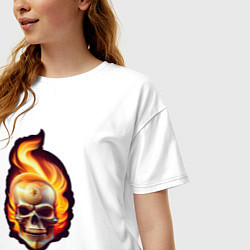 Футболка оверсайз женская Горящий череп, цвет: белый — фото 2