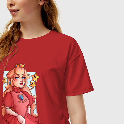 Женская футболка оверсайз The Super Mario Bros Принцесса Пич / Красный – фото 3