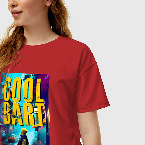 Женская футболка оверсайз Cool Bart - urban fantasy / Красный – фото 3