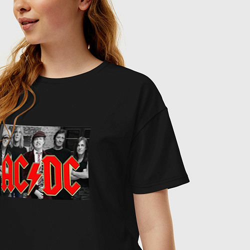 Женская футболка оверсайз AC DC metal / Черный – фото 3