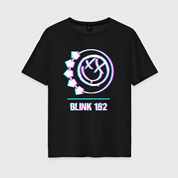 Футболка оверсайз женская Blink 182 glitch rock, цвет: черный