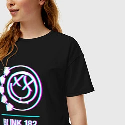 Футболка оверсайз женская Blink 182 glitch rock, цвет: черный — фото 2