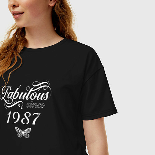 Женская футболка оверсайз Fabulous since 1987 / Черный – фото 3