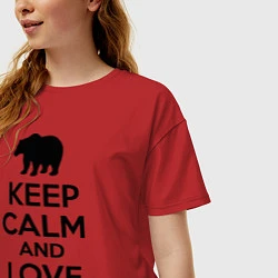 Футболка оверсайз женская Keep Calm & Love Bears, цвет: красный — фото 2