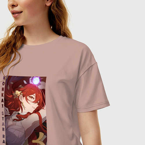 Женская футболка оверсайз Рыжеволосая Химеко / Пыльно-розовый – фото 3