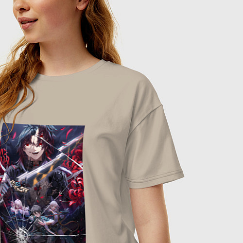 Женская футболка оверсайз Honkai Star Rail за стеклом / Миндальный – фото 3