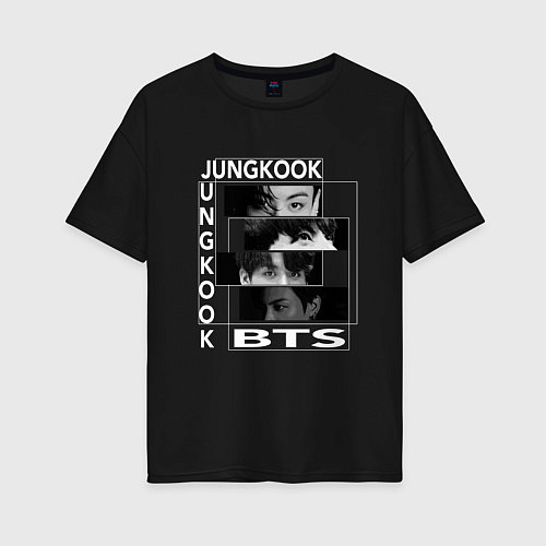 Женская футболка оверсайз Чонгук BTS JungKook / Черный – фото 1