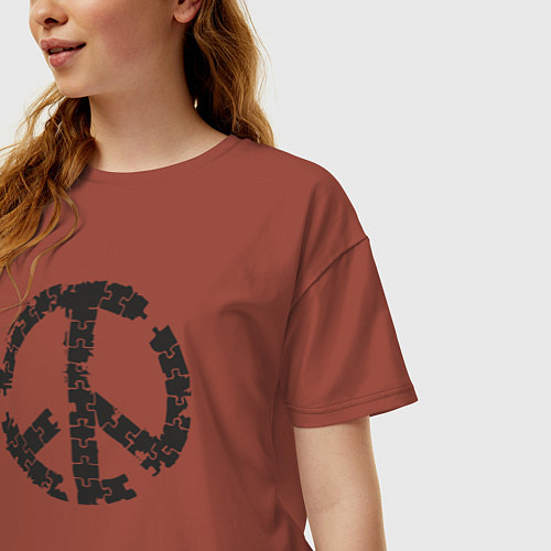 Женская футболка оверсайз Puzzle peace / Кирпичный – фото 3