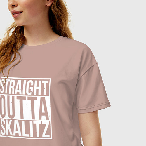 Женская футболка оверсайз Straight outta Skalitz / Пыльно-розовый – фото 3