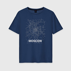 Футболка оверсайз женская Moscow map, цвет: тёмно-синий