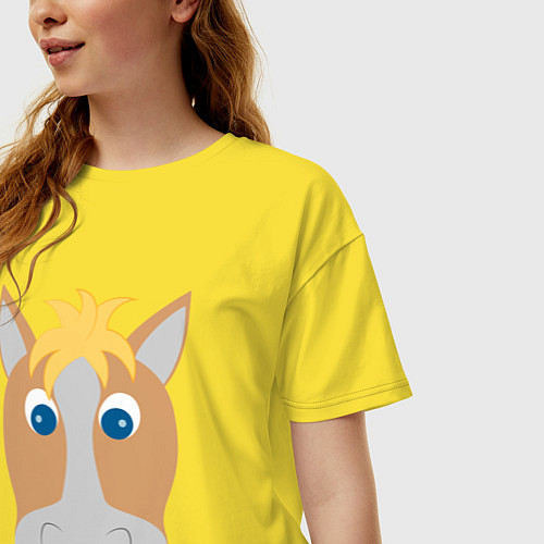 Женская футболка оверсайз Мордашка лошадки / Желтый – фото 3