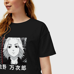 Футболка оверсайз женская Манджиро Сано аниме, цвет: черный — фото 2