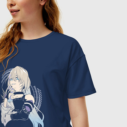 Женская футболка оверсайз Honkai Serval / Тёмно-синий – фото 3