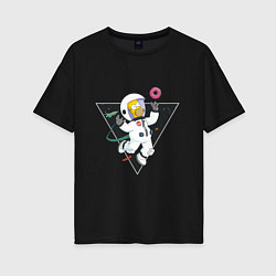 Футболка оверсайз женская Гомер в космосе, цвет: черный