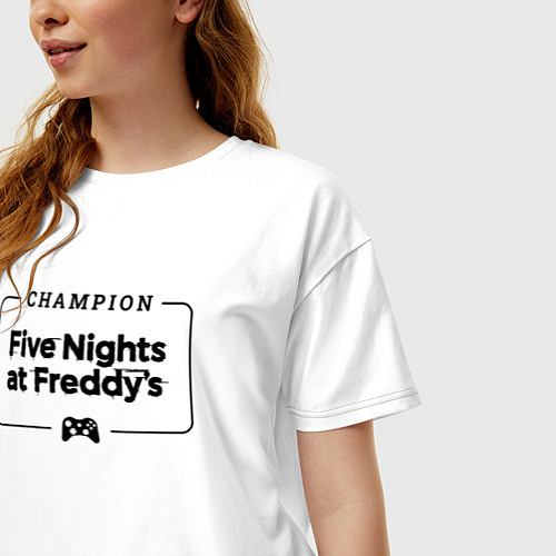Женская футболка оверсайз FNAF gaming champion: рамка с лого и джойстиком / Белый – фото 3