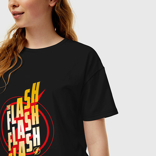 Женская футболка оверсайз Flash x3 / Черный – фото 3