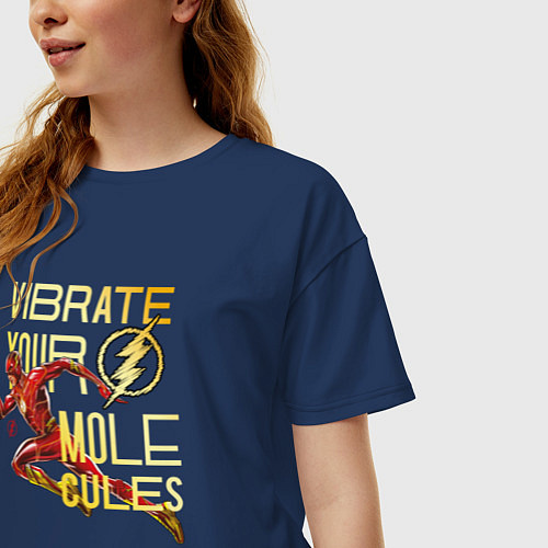 Женская футболка оверсайз Vibrate your mole cules / Тёмно-синий – фото 3