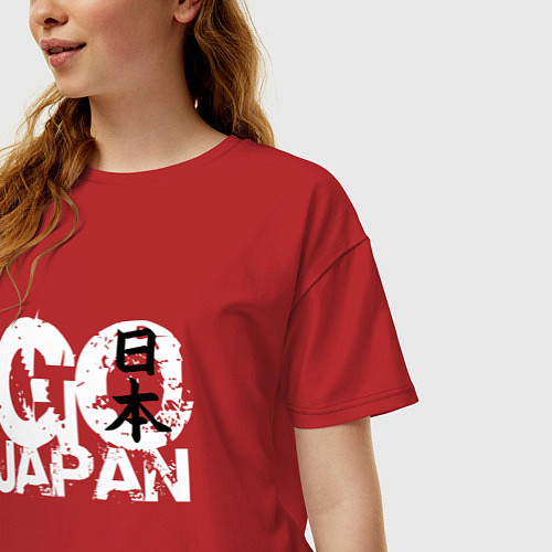 Женская футболка оверсайз Go Japan - motto / Красный – фото 3