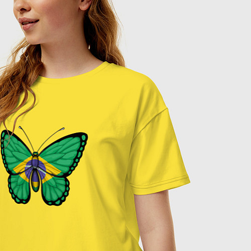 Женская футболка оверсайз Бразилия бабочка / Желтый – фото 3