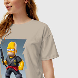 Футболка оверсайз женская Homer Simpson - cyberninja - fantasy, цвет: миндальный — фото 2