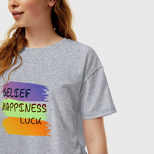 Женская футболка оверсайз Позитивное настроение / Меланж – фото 3